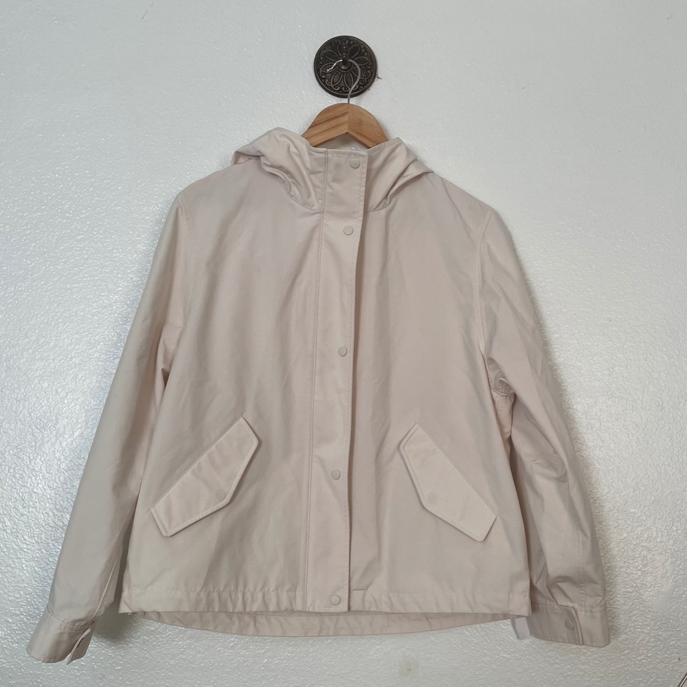 Uniqlo Hooded Utility Jacket Cotton Blend Parka Cream Snap Front Small